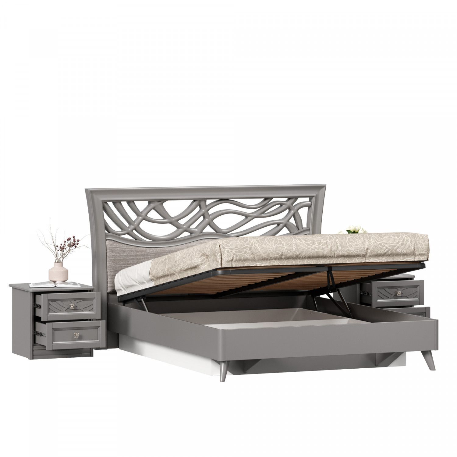 Кровать двуспальная 1600 с подъёмным механизмом Джулия (Оникс серый)