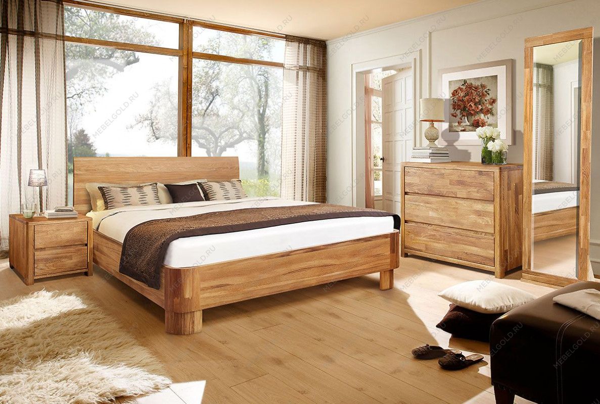кровать двуспальная из массива дерева дуба